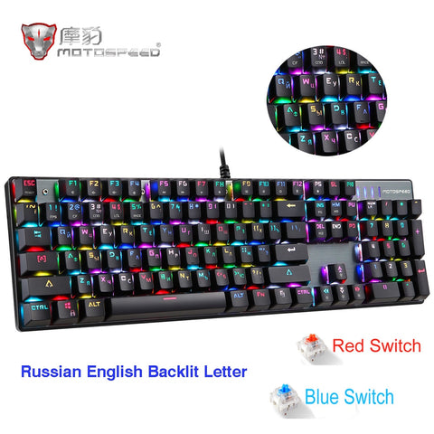Motospeed CK104 Gaming Mechanical Keyboard Russian English Red Switch Blue